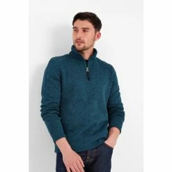 Tog 24 Blue Pearson Mens Knitlook Fleece Zip Neck