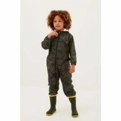 Tog 24 Tog24 Green Chiserley Kids Fleece Lined Rain & Snowsuit